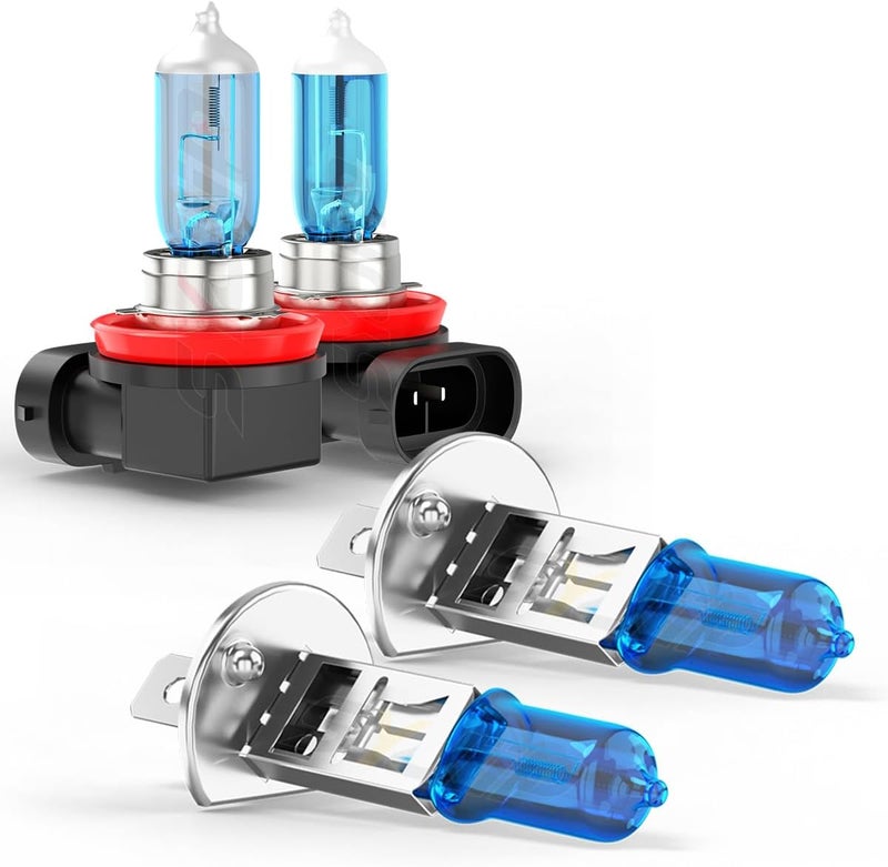 SYJIIP Compatible with Ford Focus (2012 2013 2014 2015 2016 2017 2018) Halogen Bulb, H1 High Beam + H11 Low Beam Combo, 300% Brightness, 6000K White, High Performance Bulbs, Plug and Play, Pack of 4 - Image 1